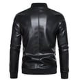 thumbnail image 3 of Men's Motorcycle PU Leather Jacket, Youth Casual Stand Collar Coat, Stylish Outerwear for Everyday Wear, Trendy Fashionable Design, 3 of 8