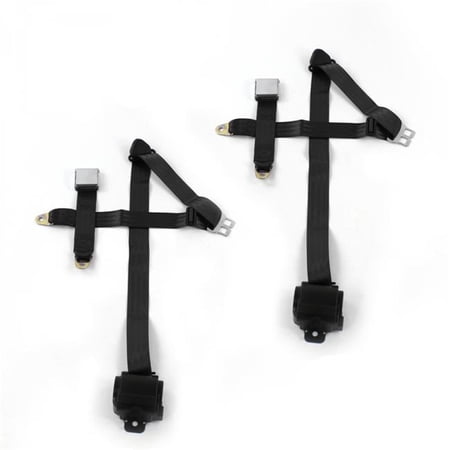 safeTboy Black Retractable Bucket Seat Belt Kit for 1970-1979 AMC Gremlin Airplane 3 Point - 2 Belts