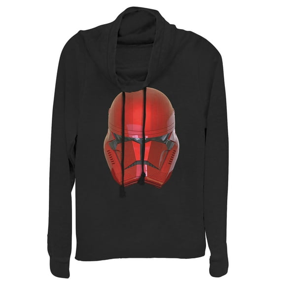 Junior's Star Wars: The Rise of Skywalker Sith Trooper Helmet  Cowl Neck Sweatshirt Black 2X Large