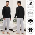 thumbnail image 5 of Men's Soft Cotton Pajama Set with Pockets - 2-Piece Breathable Long Sleeve Sleepwear & Loungewear, Drawstring Waist Comfort Fit,XXL, 5 of 11