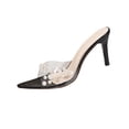 thumbnail image 2 of DIVVce Clear Pearl Embellished Mule Heel Sandals For Women Open Toe Slip On Comfort Evening Footwear, 2 of 8