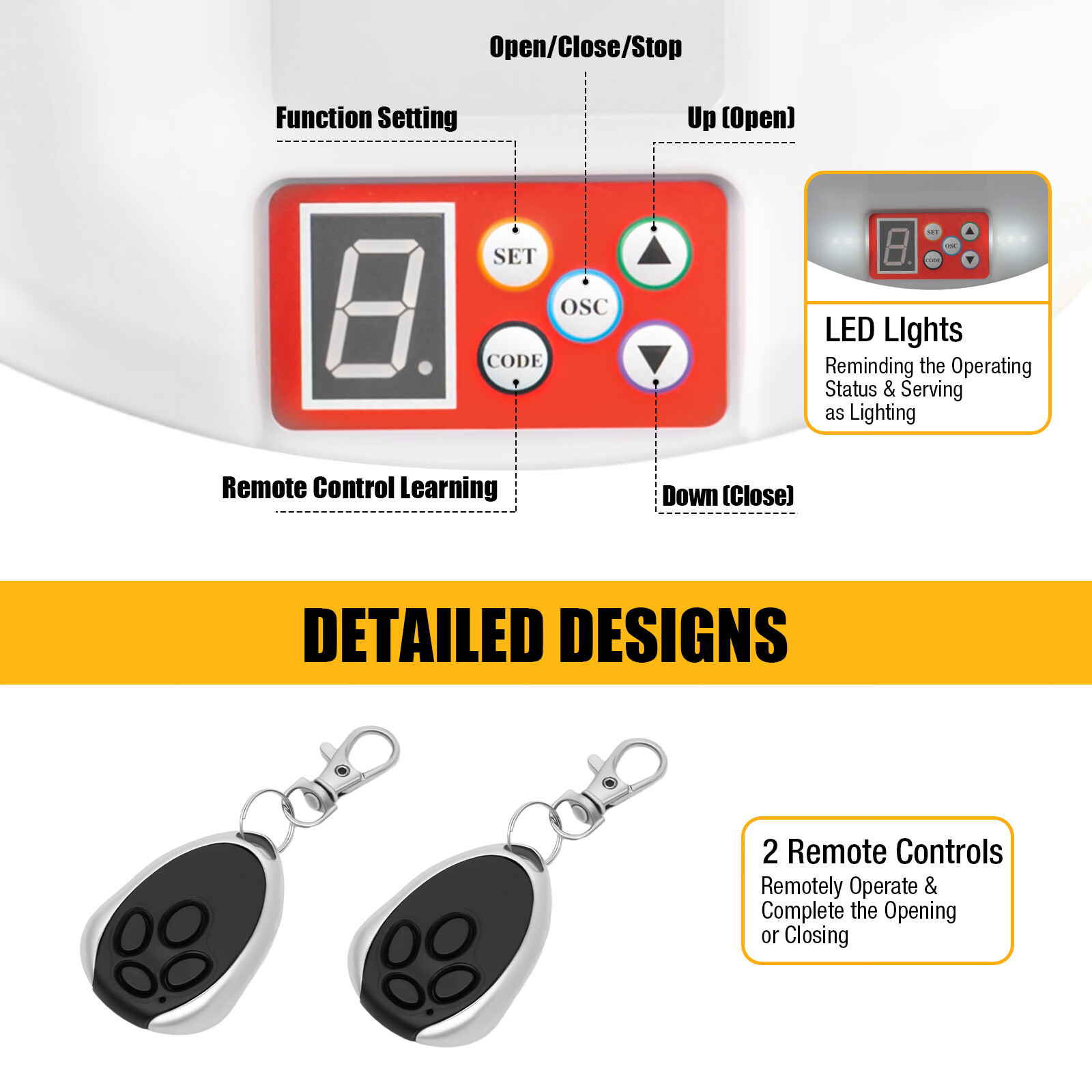 Automatic Garage Roll Up Roller Door Opener 24V DC Electronic Lift Force Motor Rolling with 2 Remotes
