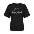 thumbnail image 4 of QUINDOS Shirts for Women Black Short Sleeve Summer Womens Tops Heart Print Crew Neck Casual Tops, 4 of 4