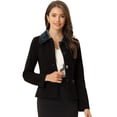 thumbnail image 1 of Elegante chaquetón de invierno con cuello vuelto y bolsillos en contraste para mujer Negro M, 1 of 6