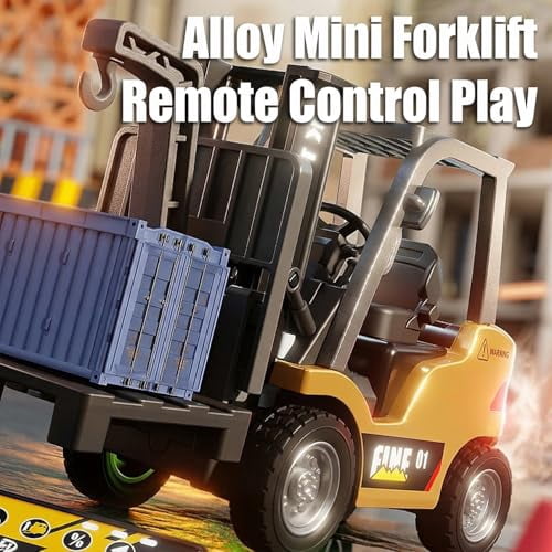 Mini Montacargas a Control Remoto, 1:64 Scale Remote Control Forklift Cranes with Hook,Fork,Pallets 2.4GHZ Remote Control & App Control,Rc Construction Vehicles for Birthday Gift