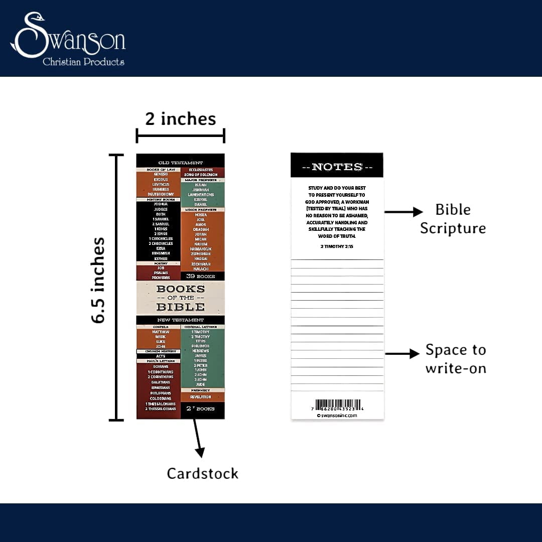 Swanson Christian Supply 17281X Bookmark - Books of The Bible - Pack of 25