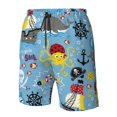 thumbnail image 6 of Uemuo Pirate Marine Animals Pattern Men's Swim Trunks Hawaiian Beach Bathing Suit Swimsuits Beach Quick-Dry Shorts with Pockets-Small, 6 of 9