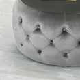 thumbnail image 3 of GDF Studio Ivy Glam Velvet Tufted Coffee Table Ottoman with Tempered Glass, Smoke, 3 of 5