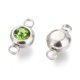 thumbnail image 2 of 304 Stainless Steel Rhinestone Links Connectors Flat Round Stainless Steel Color Peridot 12x6.5x4mm Hole: 2mm, 2 of 3