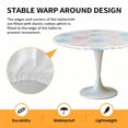 thumbnail image 6 of Watercolor Spring Elastic Fitted Round Table Cover Pastoral Check Waterproof Outdoor Tablecloth for Holiday Party, Picnic, Patio & Dining Fits Tables Up to 36"-44", 6 of 8