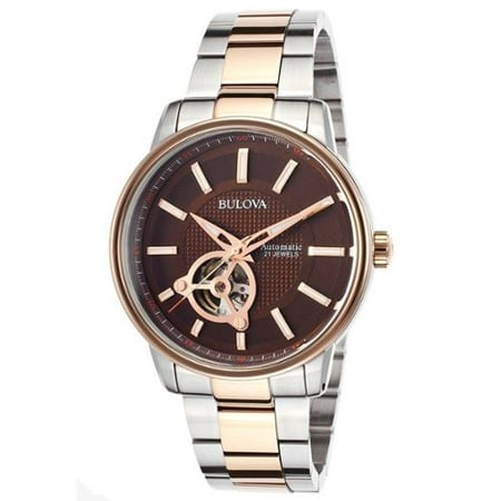 Bulova Mens Two-tone Analog Stainless Watch - Two-tone Bracelet - Brown Dial - 98A140