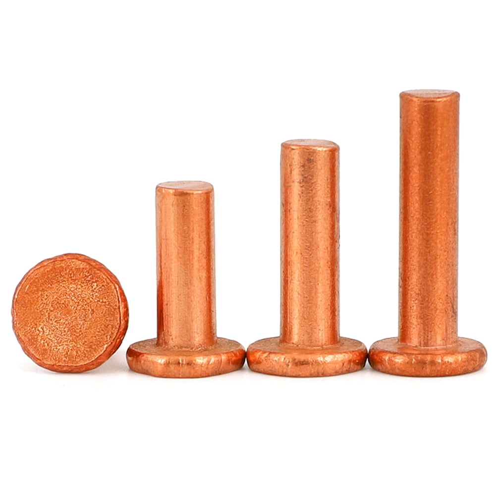 (10pcs) Purple Copper Flat Head Solid Rivets Fasteners, M8x16mm