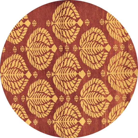 Ahgly Company Indoor Round Abstract Brown Modern Area Rugs, 7' Round