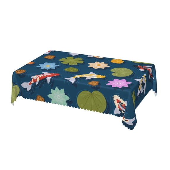 DouZhe Rectangular Tablecloth, Cartoon Koi Fish Japanese Carp Table Cloth for Kitchen Dinning Tabletop, 72" x 54" Waterproof Polyester Table Cover