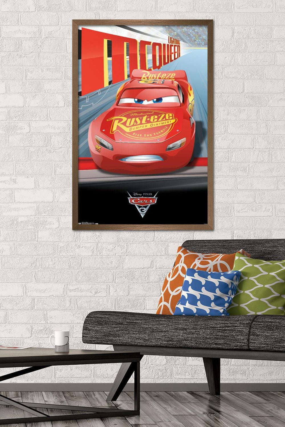 Disney Pixar Cars 3 - Lightning Wall Poster, 22.375" x 34" Framed