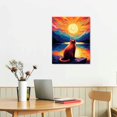 thumbnail image 2 of PIKWEEK  Starry Night Van Gogh Inspired American Shorthair Cat Looking Beyond Mountains Meditation Peace Pet Family  Art Print Poster Wall Decor AP106 16x20 in, 2 of 4