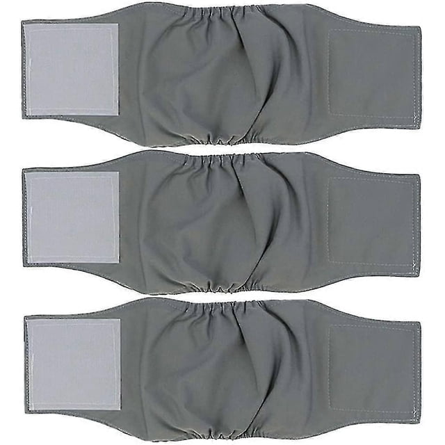 3 Packs Of Washable Dog Diapers-comfortable, Durable, Reusable Dog Diapers, Grey