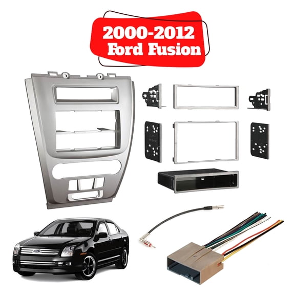 Car Radio Stereo Din 2Din Silver Dash Kit Harness Antenna for 2010-12 Ford Fusion Mercury