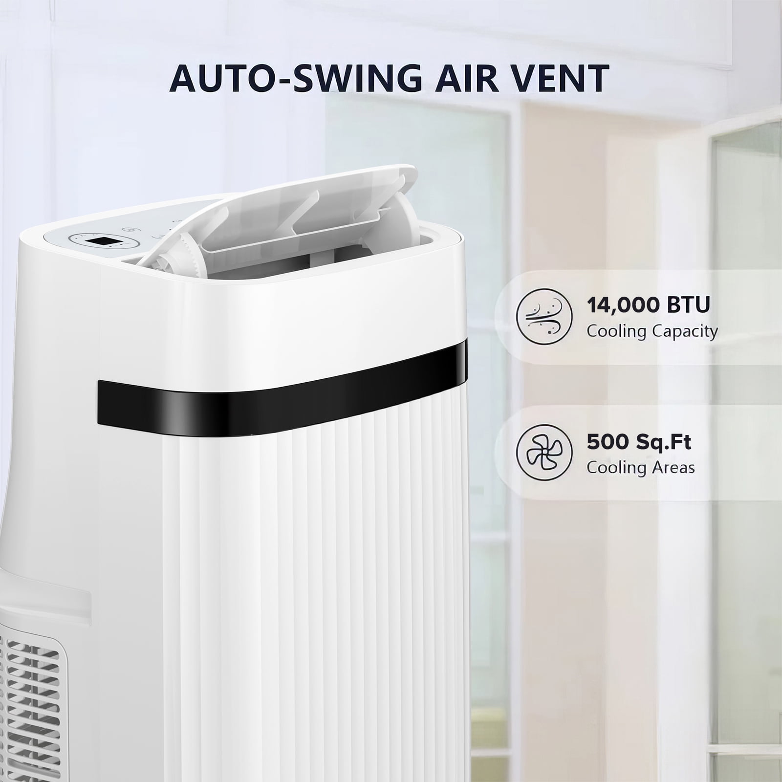KISSAIR 12,000 BTU Portable Air Conditioner - Powerful 3-in-1 Cooling, Ultra Quiet Floor Standing AC with Remote 8,000BTU (SACC) for 500 Sq.Ft Rooms, 24H Timer & Energy Saving Mode