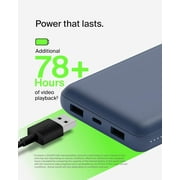 Belkin 20,000mAh USB-C Power Bank, Portable Charger w/ 2 USB-A Ports, 15W + USB-A to USB-C Cable for iPhone 16/15, Galaxy S25/S24, Pixel 9, iPad, Nintendo Switch 2 & More – Blue