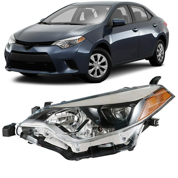 munirater Black Left Front Headlight Light Lamp with Built in LED Replacement for 2014 2015 2016 Toyota Corolla 4-Door Sedan