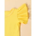 thumbnail image 6 of Canrulo Pure Cotton Newborn Infant Baby Girl Solid Ruffle Romper Bodysuit Jumpsuit Summer Clothes Yellow 3-6 Months, 6 of 8