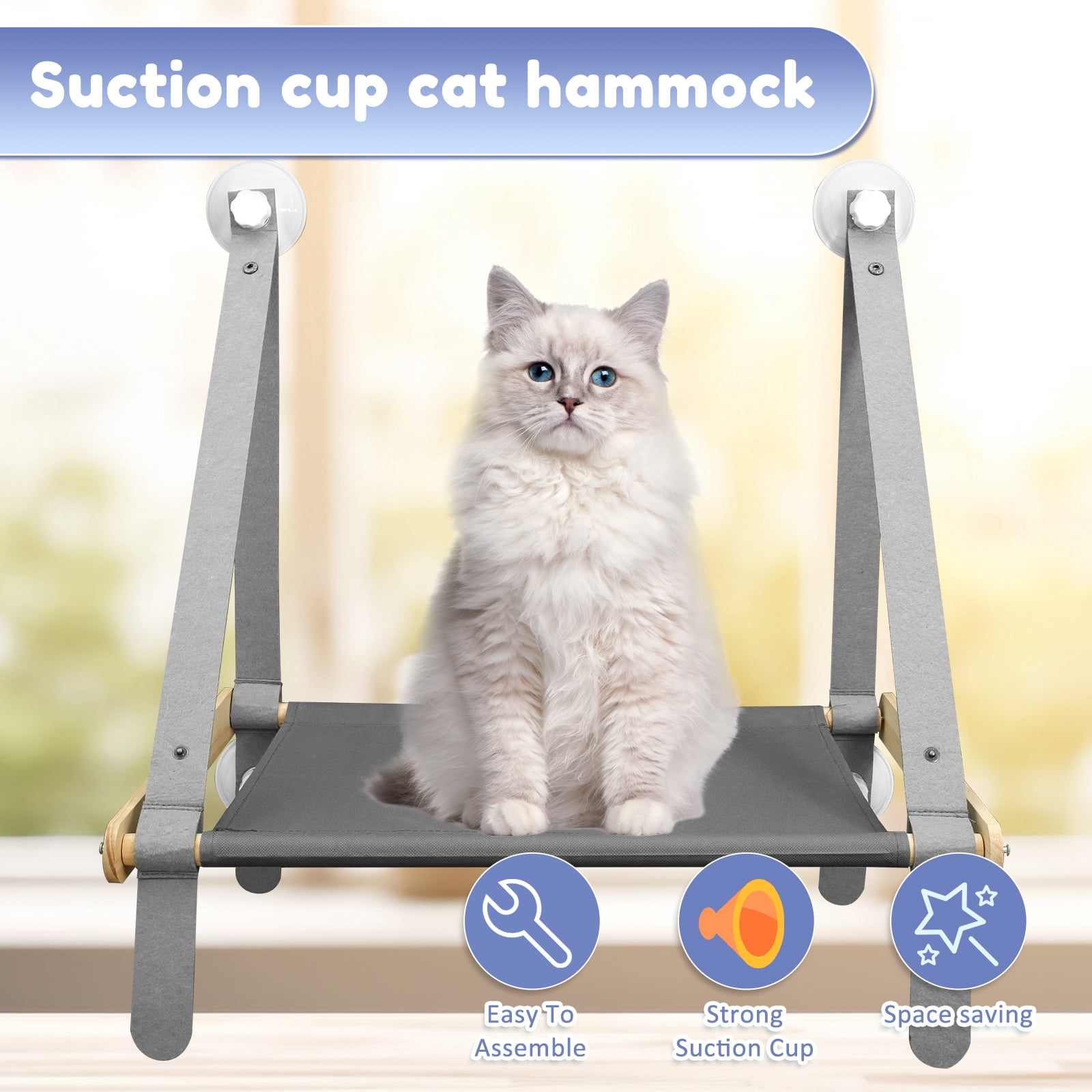 Threns Cat Windows Perch Robust Cat Windows Hammock with 4 Strong Suction Cups Easy to Install Cat Windows Seat Space Saving Windows Cat Perch Safe Stable Cat Windows Perch for Home
