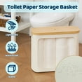 thumbnail image 6 of Toilet Paper Storage Basket for 12 Rolls, Papers Container with Bamboo Lid,Medium Toilets Holder，Stackable & Foldable，Organizer for Bathroom, Light Khaki, 1 Pack, 6 of 9