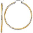 thumbnail image 1 of 14K Yellow & Rhodium Diamond-Cut 2.5mm Twisted Hoop Earrings (45 X 45.5) Made In Indonesia tc435, 1 of 5
