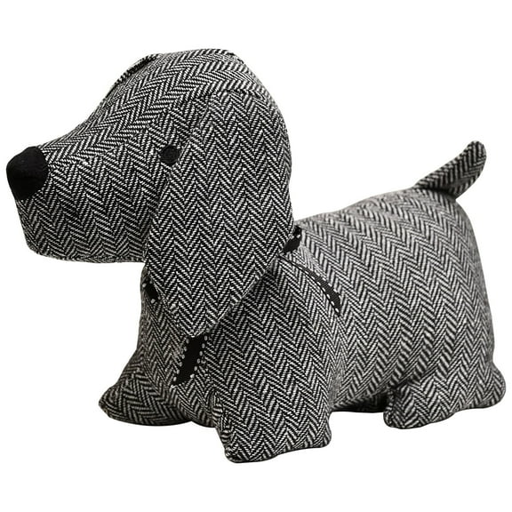 3D Dog Fabric Weighted Bag Door Stop 2.3 lbs Black White