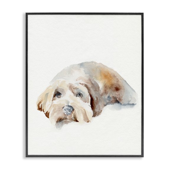 Stupell Industries Traditional Scruffy Dog Laying Down Black Framed Giclee Art, 16 x 20, by Jennifer Paxton Parker