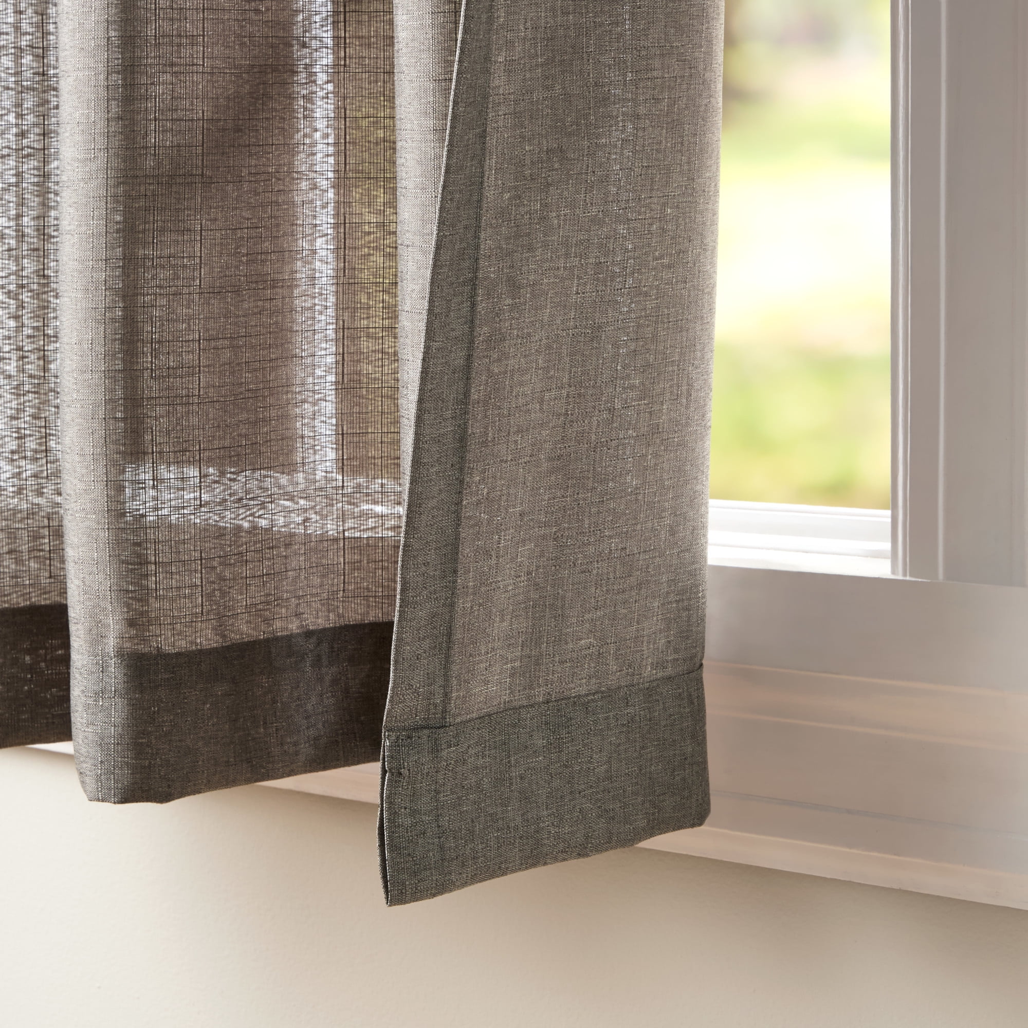 Exclusive Home Curtains Loha Linen Grommet Top Curtain Panel Pair, 54x84, Black Pearl