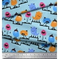 thumbnail image 3 of Soimoi Blue Heavy Satin Fabric Stripe & Monster Cartoon Decor Fabric Printed Yard 54 Inch Wide, 3 of 3