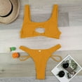 thumbnail image 5 of Womens Swimsuits Solid Color Elastic Bandage Sexy Hollow Out Brazilian Tow Piece Brazilian Bikini Sets For Women Swimwears Holiday Wear,Yellow,M, 5 of 7