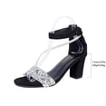 thumbnail image 5 of DIVVce Rhinestone Embellished Block Heel Sandals For Women Open Toe Adjustable Ankle Buckle Footwear, 5 of 8