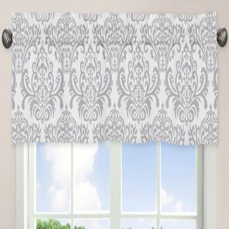 Damask Print Window Valance for Girls Lavender, Gray and White Avery ...