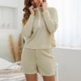 thumbnail image 4 of Puntoco Pijamas De Mujer Pantalones Cortos De Manga Larga Ropa De Hogar Conjunto De Dos Piezas De Punto Puntoco Puntoco-7669, 4 of 6