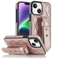 thumbnail image 1 of ELEHOLD Luxury Leather Case for iPhone 14 Premium Leather Case with Adjustable Non-Slip Wristband Full Body Case Shockproof protective Cover for Women Girls,rosegold, 1 of 8