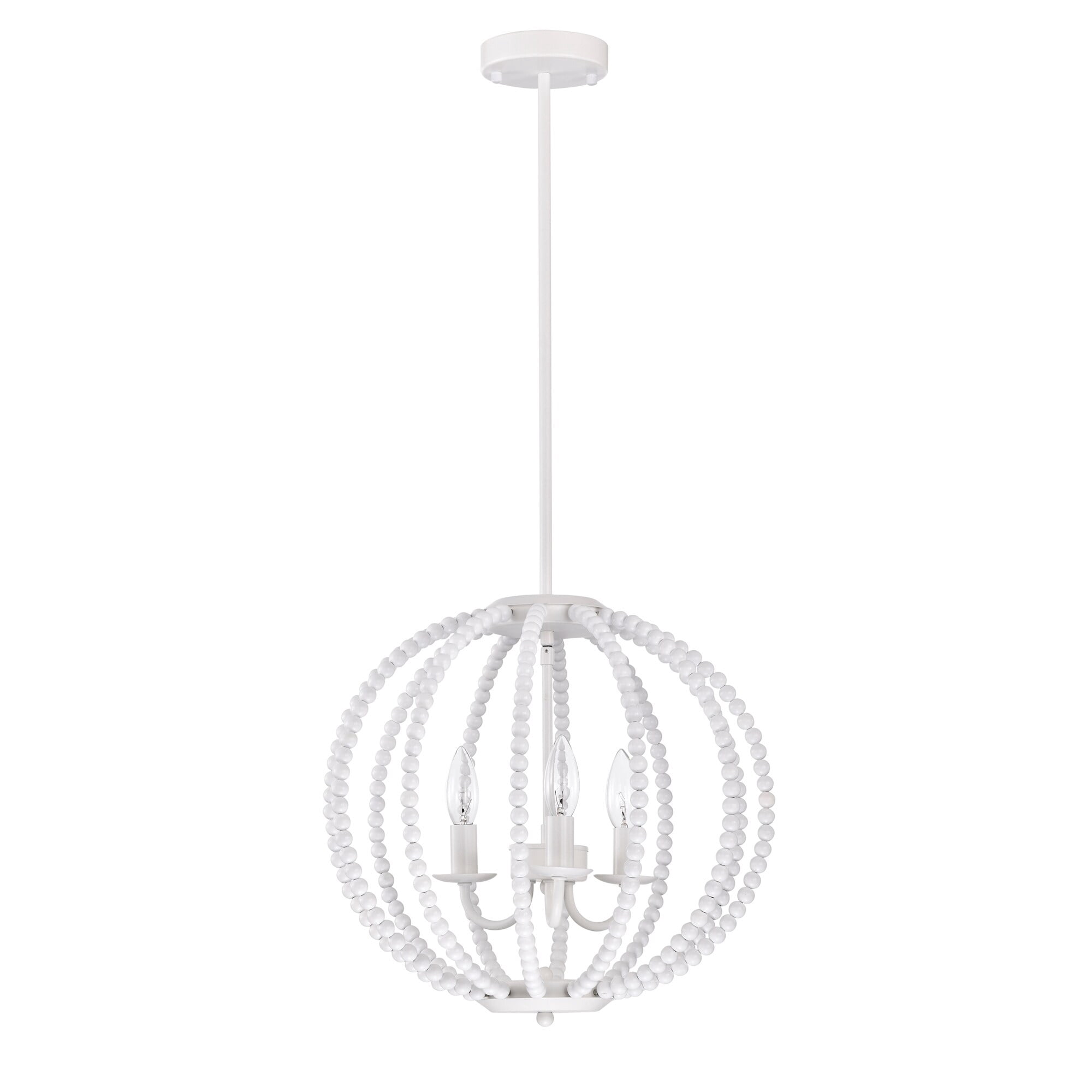 Arni 16 in. 3-Light Indoor Gloss White Finish Chandelier with Light Kit