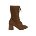 thumbnail image 2 of Xehar Women's Metallic Grommet Block Heel Wedge Lace Up Granny Boots, 2 of 5