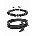 thumbnail image 1 of Pzs Brazalete Xtellar De Cuentas color negro Obsidiana Y Pulsera Hombre Hacha Diámetro 21 cm, 1 of 4