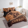 thumbnail image 3 of Homewish Retro Western Cowboy 7 Pieces Bedding Comforter Set,Rustic Horseshoe Full Bedding Set,Country Farmhouse Lodge Fitted Sheet Flat Sheet For Boys Teens,Microfiber Bedroom Decor Reversible, 3 of 8