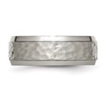 thumbnail image 3 of Titanium Hammered 8mm Edge Wedding Band Ring Man Fancy  For Dad Mens  For Him, 3 of 11