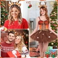 thumbnail image 2 of VETPW 5 Piece Reindeer Costume Adult,Tutu Skirt with Reindeer Antlers Headband Tails Face Temporary Tattoos Deer Fancy Dress Halloween Christmas Costume Cosplay Outfits for Women Party Costume, 2 of 7