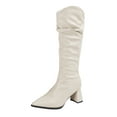 thumbnail image 3 of UngA Womens Mid Calf Boots Shark Boots Fold Over Chunky Heel Snip Toe Cowboy Cowgirl Pull On Boot for Women White,Size 8, 3 of 7