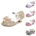 thumbnail image 2 of Sandalias para niñas con lazo de diamantes de imitación, zapatos de baile latino para niñas de 5 a 13 años, sandalias de verano para niñas, zapatos de princesa con tacón alto, sandalias para niños, 2 of 5