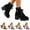 Black, variant on Women Platform Fall Boots Chunky Heel Ankle Combat Booties Lace up Buckle Punk Goth Dress Shoes for Ladies Pink 7