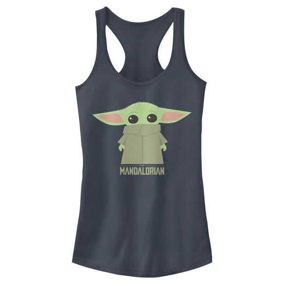 Junior's Star Wars: The Mandalorian The Child Cartoon Shy Racerback Tank Top Indigo X Small