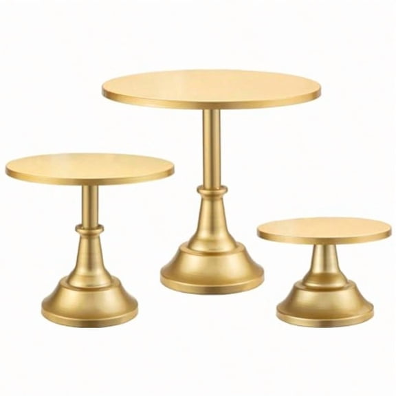 3 PCS Gold Cake Stand Set (8"/10"/12" Plate) for 6-10 Inch Cakes, Dessert Table Display Set, Cupcake Stand for Party, Wedding, Birthday, Baby Shower, Anniversary (Metal)