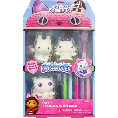 Gabby's Dollhouse Washables 3 Fuzzy Characters, Customizable, Ages 3+